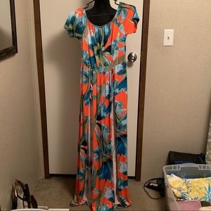Large floral colorful dress/bodysuit